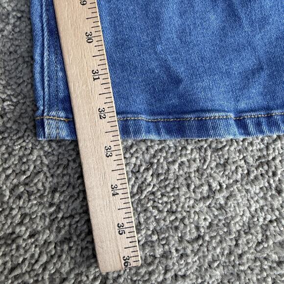 Cello Jeans Womens 3 Blue Medium Wash High Rise Distressed Flare Stretch Denim - Picture 4 of 13